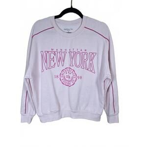 Rebellious One Juniors' New York Flocked Graphic Sweatshirt S